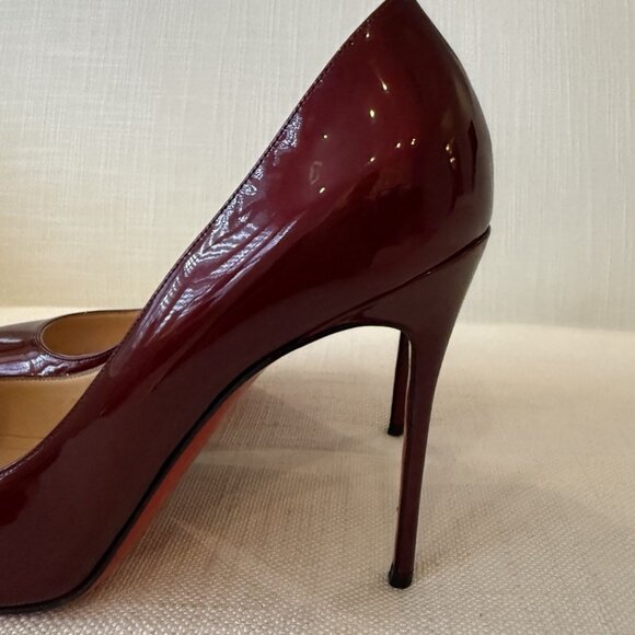 Christian Louboutin Fifi 120 Dark Red Burgundy Patent Heels - Picture 10 of 16